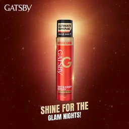 Gatsby Set & Keep Hair Spray Ultimate Shine, 250ml | Maximum Hold & Luminous Finish | UV Protection & Non-Sticky | Residue-Free Styling | Long-Lasting & Dermatologically Tested | Compact Size