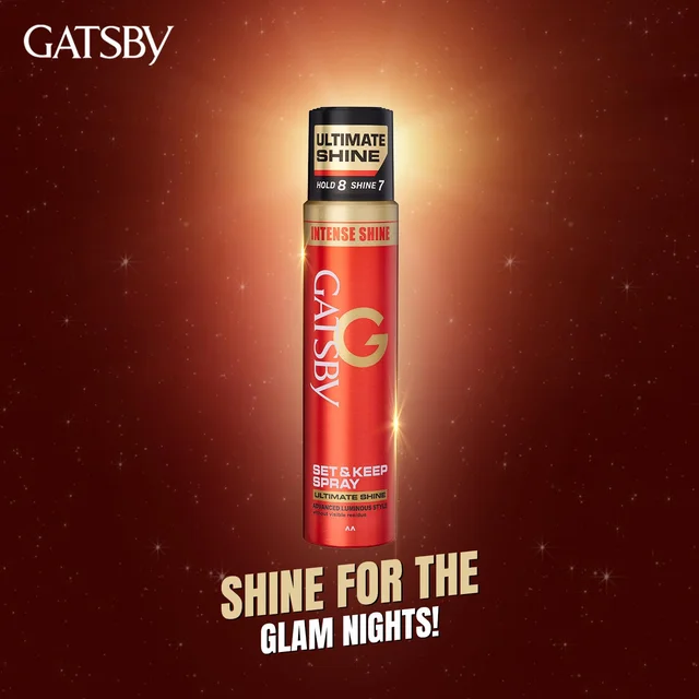 Gatsby Set & Keep Hair Spray Ultimate Shine, 250ml | Maximum Hold & Luminous Finish | UV Protection & Non-Sticky | Residue-Free Styling | Long-Lasting & Dermatologically Tested | Compact Size