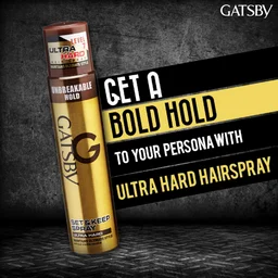 Gatsby Set & Keep Ultra Hard Hair Spray 250ml | Strong Hold, Non-Sticky Finish, and Long-Lasting Control for Any Look