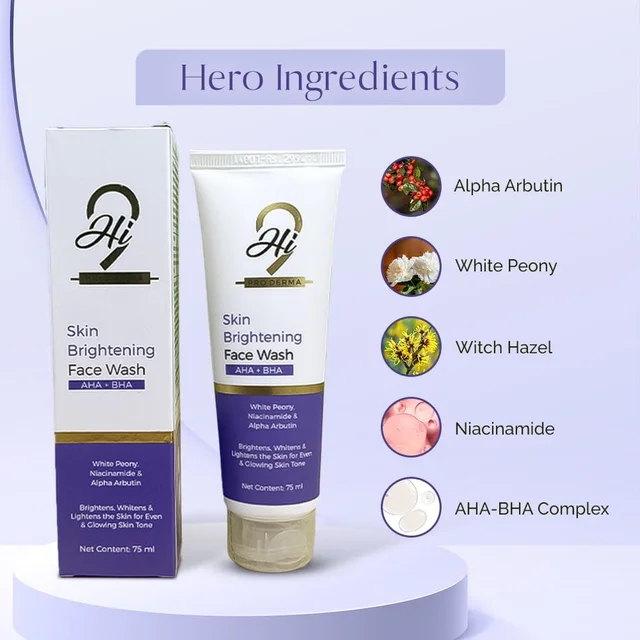 Hi9 Skin Brightening Face Wash with AHA + BHA | Exfoliate & Illuminate Your Skin | Brighten & Revitalize | Sensitive Skin | Reduces Dark Spots & Dullness | Smooths Skin |Deep Pore Cleansing | 75ml