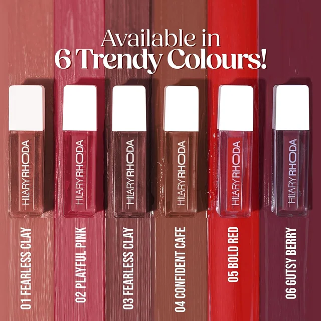 Hilary Rhoda Matte Minis Lipstick Set of 6 | Vitamin E, Jojoba & Rosehip Oil Infused | 12-Hour Stay | Waterproof, Smudge-Proof, Non-Sticky Lightweight Matte Lipsticks