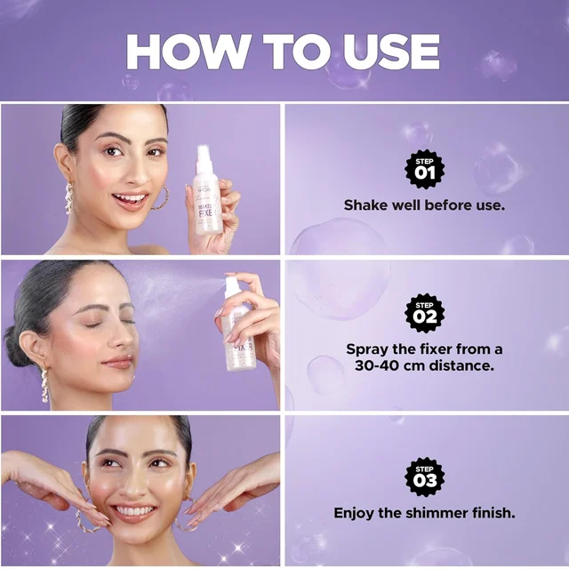 Hilary Rhoda T Hilary Rhoda Shimmer Stay Makeup Fixer 80ml Silver Shade 03 | Aloe Vera Infused Setting Spray | Long-Lasting Hold | Hydrating & Refreshing Mist | Vegan Formula