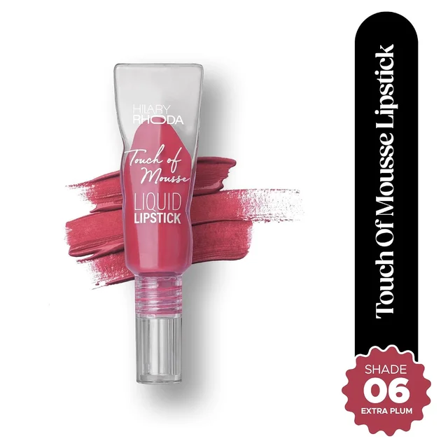 Hilary Rhoda Touch Of Mousse Lipstick Extra Plum 06 5ml | Vegan Matte Liquid Lipstick | Long-Lasting, Smudge-Proof & Waterproof with Vitamin E