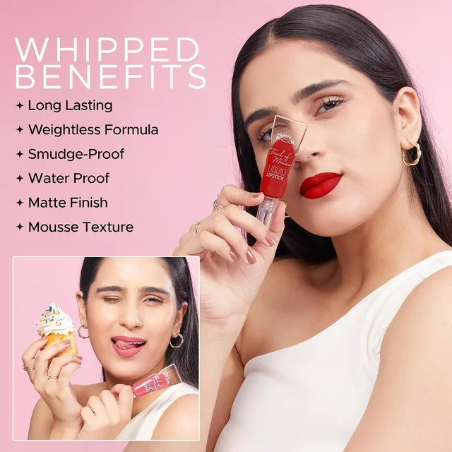 Hilary Rhoda Touch Of Mousse Lipstick Hot Red 16 5ml | Vegan Matte Liquid Lipstick | Long-Lasting, Smudge-Proof & Waterproof with Vitamin E