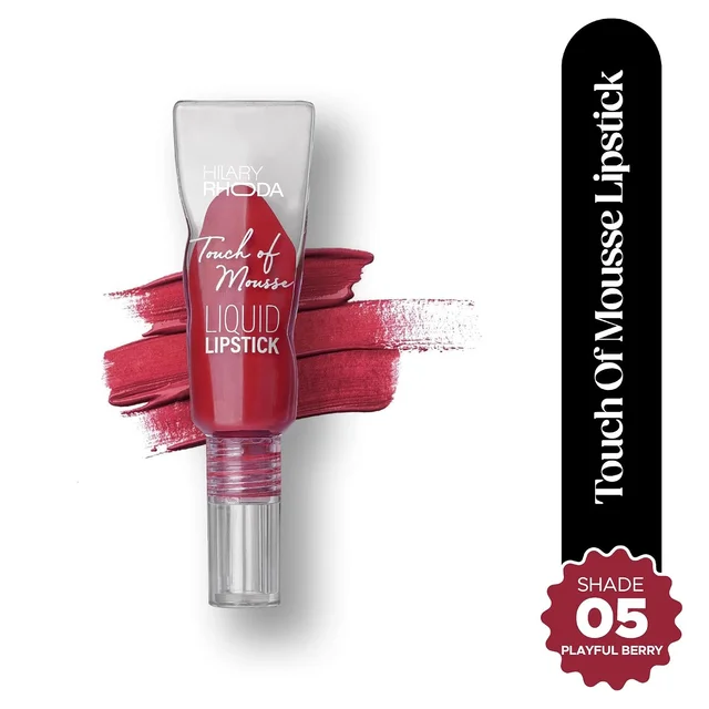 Hilary Rhoda Touch Of Mousse Lipstick Playful Berry 05 5ml | Vegan Matte Liquid Lipstick | Long-Lasting, Smudge-Proof & Waterproof with Vitamin E