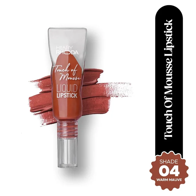 Hilary Rhoda Touch Of Mousse Lipstick Warm Mauve 04 5ml | Vegan Matte Liquid Lipstick | Long-Lasting, Smudge-Proof & Waterproof with Vitamin E