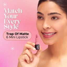 Hilary Rhoda Trap Of Matte 6 Mini Bullet Lipsticks 1.5g Each | SPF 15 Protection | Long-Lasting Matte Finish | Highly Pigmented Shades | Travel-Friendly Combo | Paraben-Free