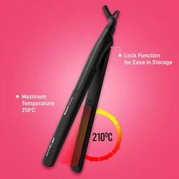 Ikonic Black Beauty Hair Straightener for Women | Ceramic Coated Floating Plates | Instant Heat Up, Handle Lock | Super Slim, Lightweight & Travel Friendly