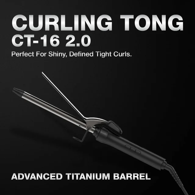 Ikonic Curling Tong 16mm Hair Curler | 8 Inch Titanium Barrel | Heat Ready Indicator, Rubber Grip, Safety Stand & Swivel Cord | Salon-Like Finish