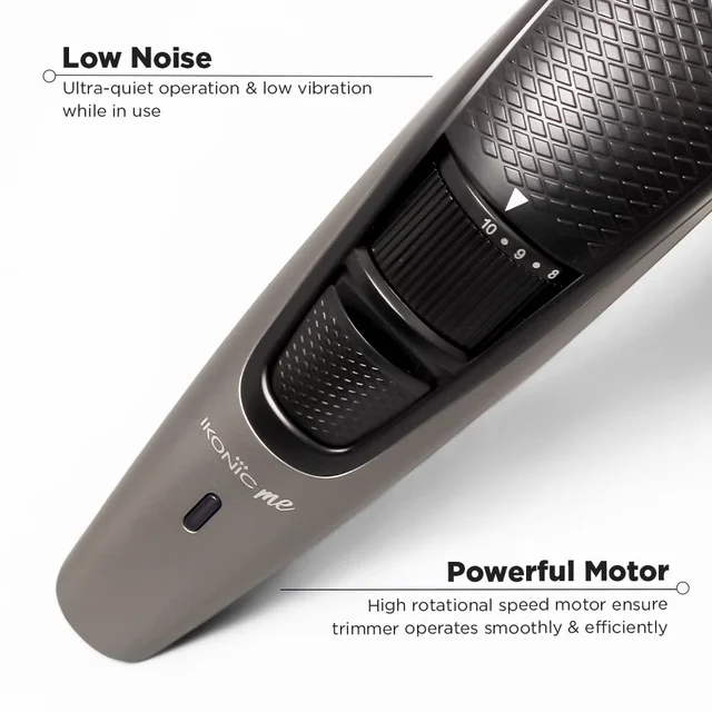 Ikonic Groom and Trim Hair Trimmer | Advanced Ceramic Blades | LED Spotlight & Waterproof Design | 10 Adjustable Length Settings | 50-Min Runtime for Precision Grooming