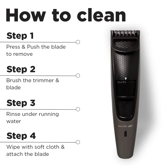 Ikonic Groom and Trim Hair Trimmer | Advanced Ceramic Blades | LED Spotlight & Waterproof Design | 10 Adjustable Length Settings | 50-Min Runtime for Precision Grooming