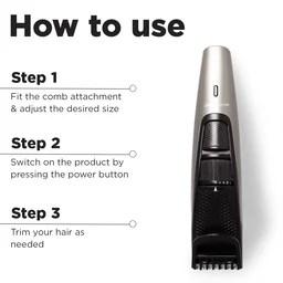 Ikonic Groom and Trim Hair Trimmer | Advanced Ceramic Blades | LED Spotlight & Waterproof Design | 10 Adjustable Length Settings | 50-Min Runtime for Precision Grooming