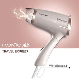 Ikonic Hair Dryer Travel Express Foldable | 1400W Fast Drying | 2 Speed Settings | Compact & Lightweight | Travel-Friendly | For Men & Women | All Hair Types