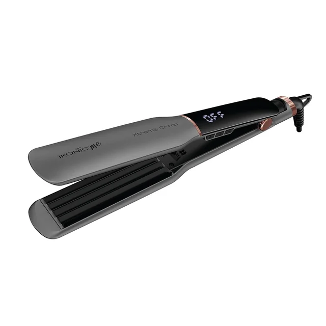 Ikonic Me Xtreme Crimp Hair Crimper for Women | Extra Long & Wide Ceramic Plates | Digital Temperature Display, 360� Swivel Cord | Salon Style Crimping