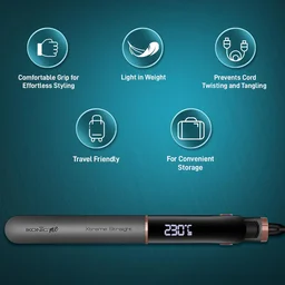 Ikonic Me Xtreme Hair Straightener for Women & Men Colour Stone| Quick Heating Ceramic Floating Plates | Digital Temperature Display | 360 Degree Swivel Cord | Frizz-Free Salon Finish