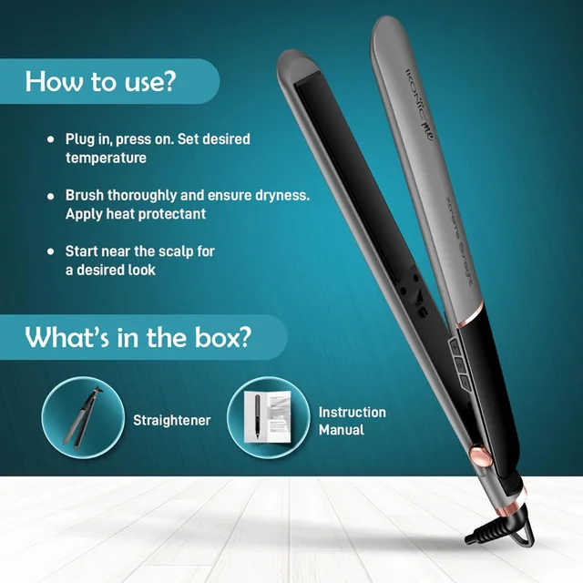 Ikonic Me Xtreme Hair Straightener for Women & Men Colour Stone| Quick Heating Ceramic Floating Plates | Digital Temperature Display | 360 Degree Swivel Cord | Frizz-Free Salon Finish