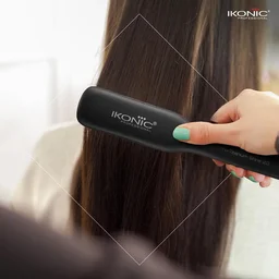 Ikonic Pro Titanium Shine Hair Straightener, Professional Dual Silver Titanium Floating Plates | Instant Heat Up With AI Technology
