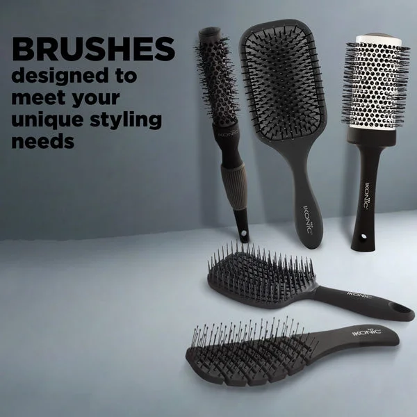 Ikonic Professional Big Paddle Hair Brush | Anti-Static Ionic Paddle Brush for Hair | Nylon Ball-Tip Bristles for Detangling, Smooth Blow Dry & Frizz Control