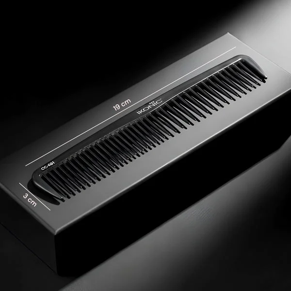 Ikonic Professional Carbon Comb Black CC01 | Heat-Resistant Anti-Static Carbon Hair Comb | Seamless Teeth Professional Styling & Cutting Comb for All Hair Types