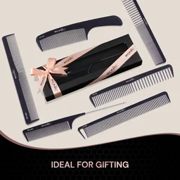 Ikonic Professional Carbon Comb Black CC010 | Heat-Resistant Anti-Static Carbon Hair Comb | Seamless Teeth Professional Cutting, Styling & Sectioning Comb