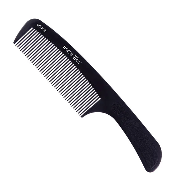 Ikonic Professional Carbon Comb Black CC02 | Heat-Resistant Anti-Static Carbon Hair Comb | Seamless Teeth Professional Sectioning & Styling Comb for All Hair Types