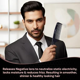Ikonic Professional Carbon Comb Black CC02 | Heat-Resistant Anti-Static Carbon Hair Comb | Seamless Teeth Professional Sectioning & Styling Comb for All Hair Types