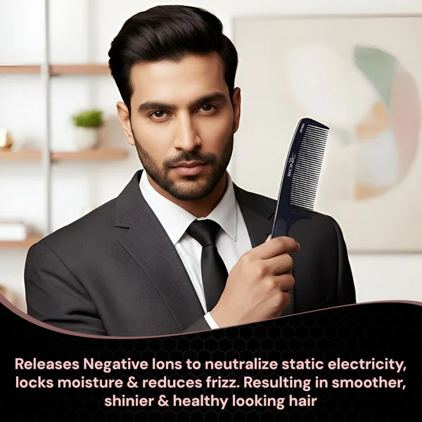 Ikonic Professional Carbon Comb Black CC02 | Heat-Resistant Anti-Static Carbon Hair Comb | Seamless Teeth Professional Sectioning & Styling Comb for All Hair Types