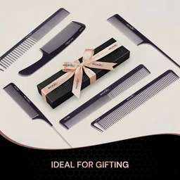 Ikonic Professional Carbon Comb Black CC02 | Heat-Resistant Anti-Static Carbon Hair Comb | Seamless Teeth Professional Sectioning & Styling Comb for All Hair Types