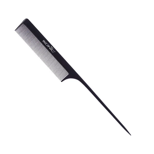 Ikonic Professional Carbon Comb Black CC03 | Heat-Resistant Anti-Static Carbon Tail Comb | Seamless Teeth Professional Hair Sectioning, Styling & Cutting Comb