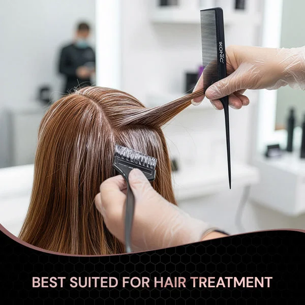 Ikonic Professional Carbon Comb Black CC03 | Heat-Resistant Anti-Static Carbon Tail Comb | Seamless Teeth Professional Hair Sectioning, Styling & Cutting Comb
