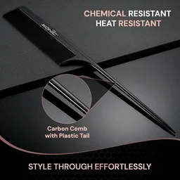 Ikonic Professional Carbon Comb Black CC03 | Heat-Resistant Anti-Static Carbon Tail Comb | Seamless Teeth Professional Hair Sectioning, Styling & Cutting Comb