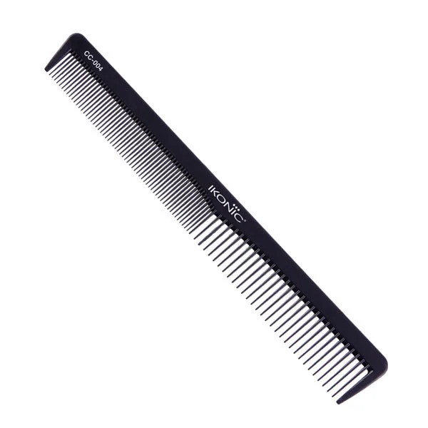 Ikonic Professional Carbon Comb Black CC04 | Heat-Resistant Anti-Static Carbon Cutting Comb | Seamless Teeth Professional Hair Styling & Barber Comb for All Hair Types