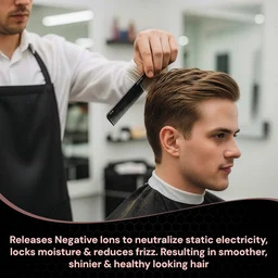 Ikonic Professional Carbon Comb Black CC04 | Heat-Resistant Anti-Static Carbon Cutting Comb | Seamless Teeth Professional Hair Styling & Barber Comb for All Hair Types