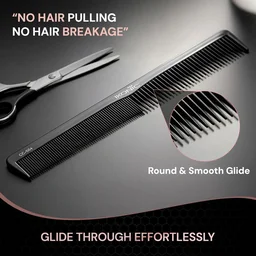 Ikonic Professional Carbon Comb Black CC04 | Heat-Resistant Anti-Static Carbon Cutting Comb | Seamless Teeth Professional Hair Styling & Barber Comb for All Hair Types