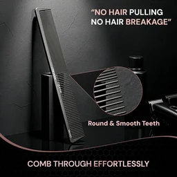 Ikonic Professional Carbon Comb Black CC05 | Heat-Resistant Anti-Static Carbon Hair Comb | Seamless Teeth Professional Cutting, Styling & Barber Comb for All Hair Types
