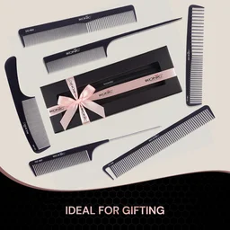 Ikonic Professional Carbon Comb Black CC05 | Heat-Resistant Anti-Static Carbon Hair Comb | Seamless Teeth Professional Cutting, Styling & Barber Comb for All Hair Types
