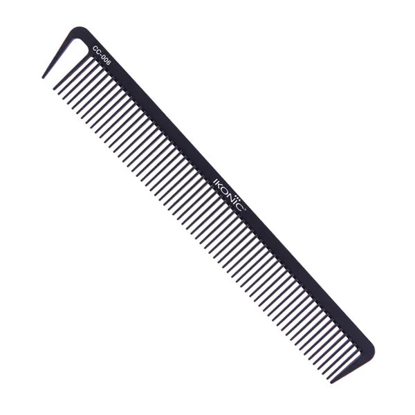 Ikonic Professional Carbon Comb Black CC06 | Heat-Resistant Anti-Static Carbon Hair Comb | Seamless Teeth Professional Cutting, Styling & Sectioning Comb