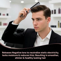 Ikonic Professional Carbon Comb Black CC06 | Heat-Resistant Anti-Static Carbon Hair Comb | Seamless Teeth Professional Cutting, Styling & Sectioning Comb