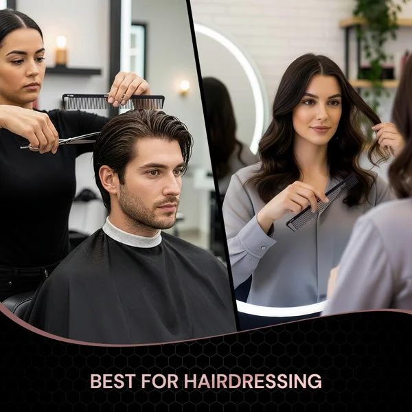 Ikonic Professional Carbon Comb Black CC06 | Heat-Resistant Anti-Static Carbon Hair Comb | Seamless Teeth Professional Cutting, Styling & Sectioning Comb