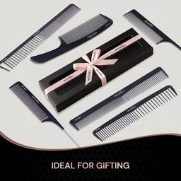 Ikonic Professional Carbon Comb Black CC06 | Heat-Resistant Anti-Static Carbon Hair Comb | Seamless Teeth Professional Cutting, Styling & Sectioning Comb