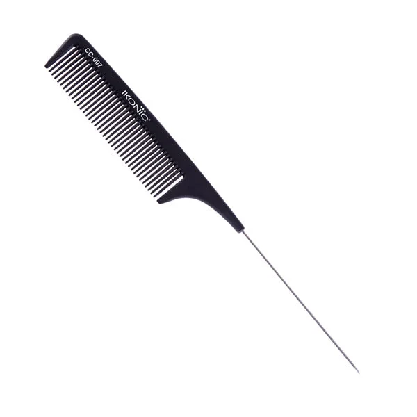Ikonic Professional Carbon Comb Black CC07 | Heat-Resistant Anti-Static Carbon Hair Comb | Seamless Teeth Professional Styling, Cutting & Barber Comb for All Hair Types