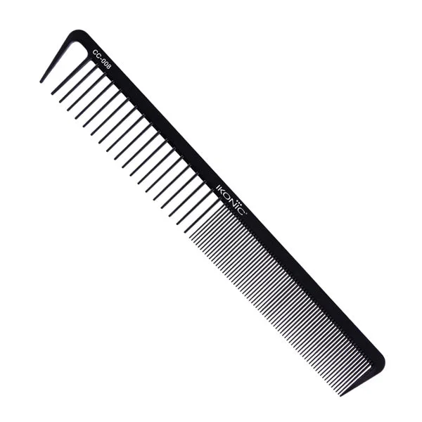 Ikonic Professional Carbon Comb Black CC08 | Heat-Resistant Anti-Static Carbon Hair Comb | Seamless Teeth Professional Cutting, Styling & Sectioning Comb