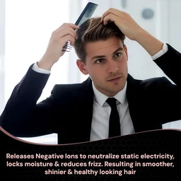 Ikonic Professional Carbon Comb Black CC08 | Heat-Resistant Anti-Static Carbon Hair Comb | Seamless Teeth Professional Cutting, Styling & Sectioning Comb