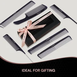 Ikonic Professional Carbon Comb Black CC08 | Heat-Resistant Anti-Static Carbon Hair Comb | Seamless Teeth Professional Cutting, Styling & Sectioning Comb