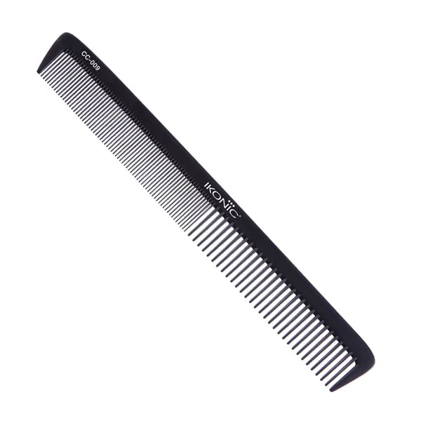 Ikonic Professional Carbon Comb Black CC09 | Heat-Resistant Anti-Static Carbon Hair Comb | Seamless Teeth Professional Cutting, Styling & Sectioning Comb