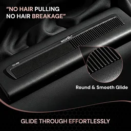 Ikonic Professional Carbon Comb Black CC09 | Heat-Resistant Anti-Static Carbon Hair Comb | Seamless Teeth Professional Cutting, Styling & Sectioning Comb