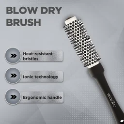 Ikonic Professional Ceramic Blow Dry Hair Brush 25mm BDB-25 | Ionic Ceramic Barrel Hair Styling Brush | Anti-Frizz Round Brush for Smooth Blowouts & Salon Finish
