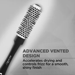 Ikonic Professional Ceramic Blow Dry Hair Brush 25mm BDB-25 | Ionic Ceramic Barrel Hair Styling Brush | Anti-Frizz Round Brush for Smooth Blowouts & Salon Finish