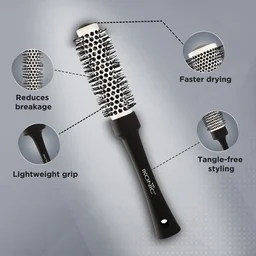 Ikonic Professional Ceramic Blow Dry Hair Brush 25mm BDB-25 | Ionic Ceramic Barrel Hair Styling Brush | Anti-Frizz Round Brush for Smooth Blowouts & Salon Finish