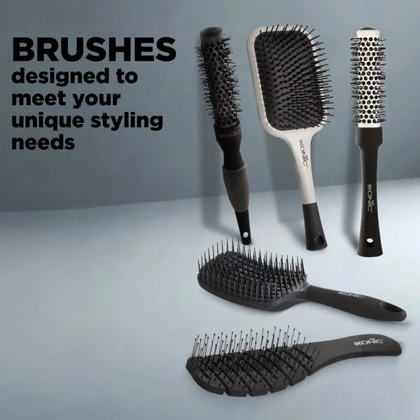 Ikonic Professional Ceramic Blow Dry Hair Brush 25mm BDB-25 | Ionic Ceramic Barrel Hair Styling Brush | Anti-Frizz Round Brush for Smooth Blowouts & Salon Finish